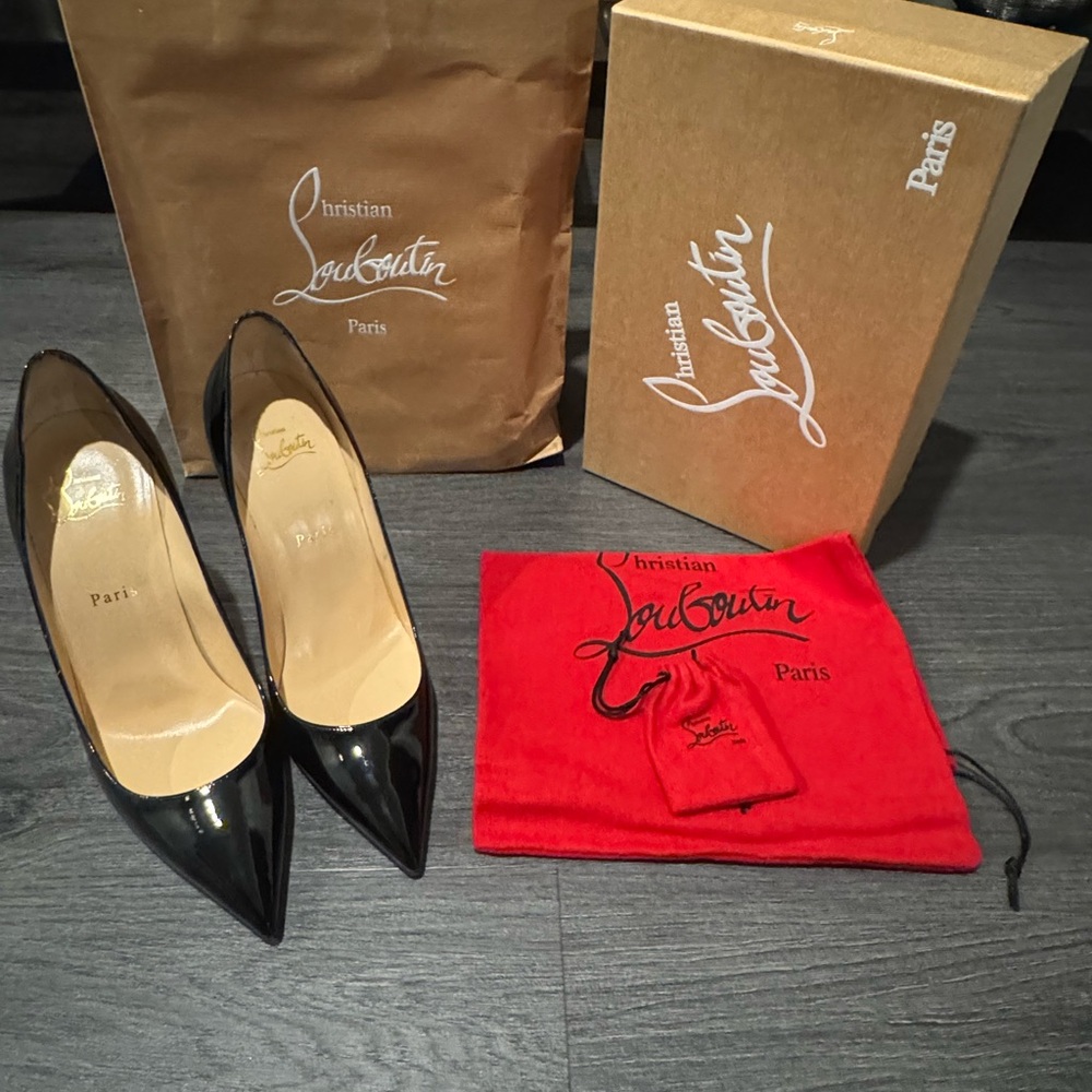 Christian Louboutin Shiny Black Heels with Red Sole